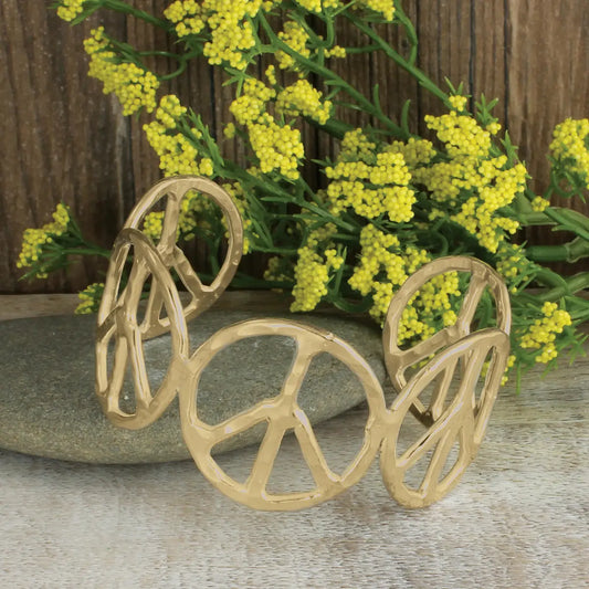 Woodstock Vibes Gold Peace Sign Bracelet