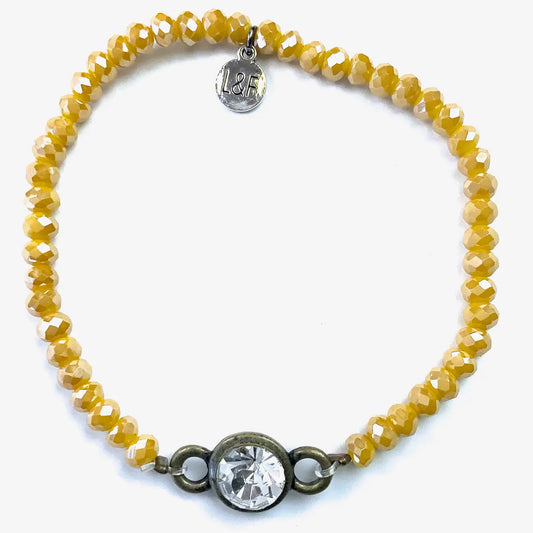 Faceted Glass Stretch & Crystal Beaded Bracelet