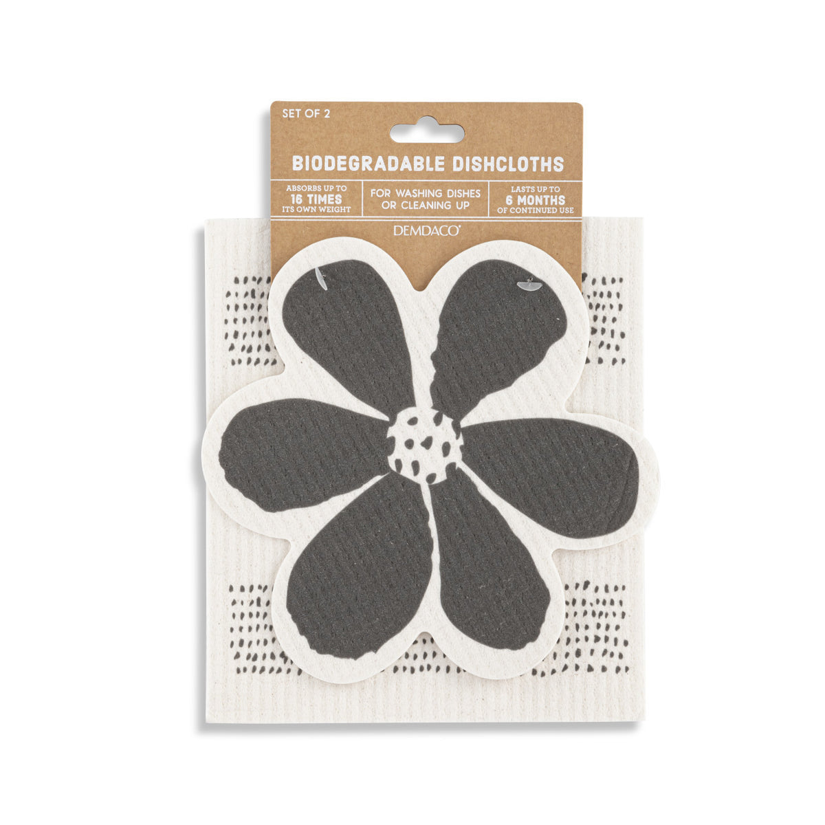 Black & White Floral Shaped Biodegradable Dish Cloths