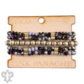 Faceted Glass & Gold Tone Beaded Bracelet Set