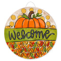 Welcome Autumn Pumpkin Leaves Door Hanger