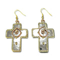 Mixed Metal Earrings - Cross with Spiral