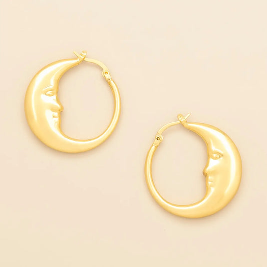 Refined Icon Earring - Moon Hoop/Gold