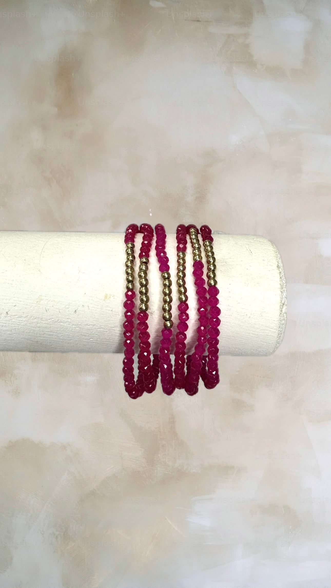 Glass Bead & Gold Bracelet Set