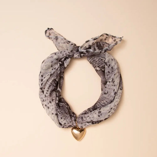 Heart Pendant Scarf Tie-Back Necklace