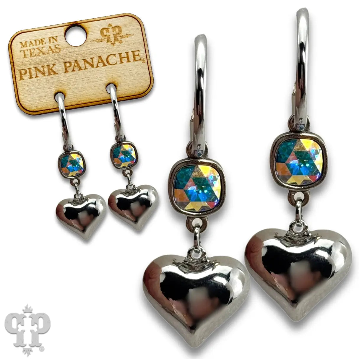 Austrian Crystal Puffed Heart Earrings