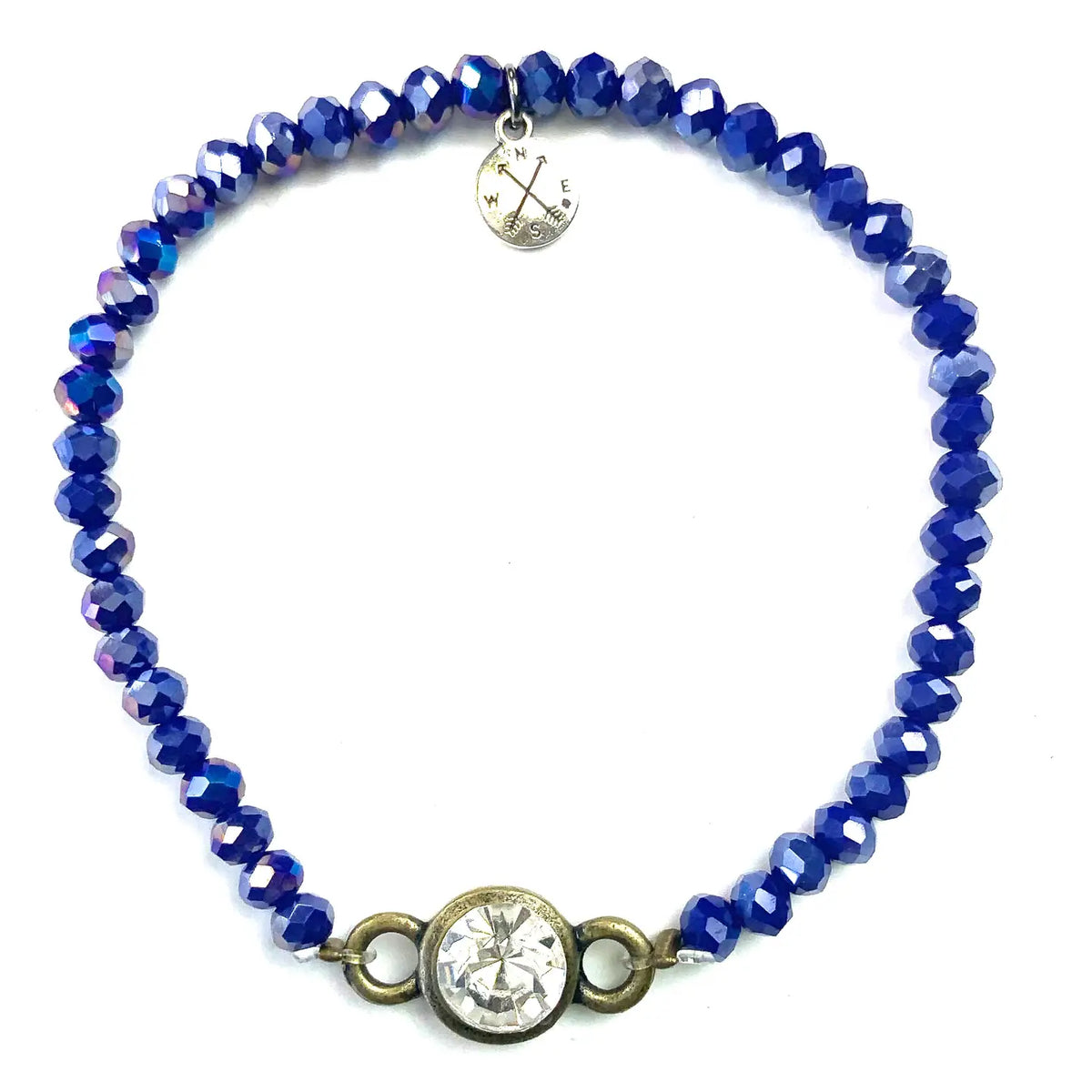 Faceted Glass Stretch & Crystal Beaded Bracelet