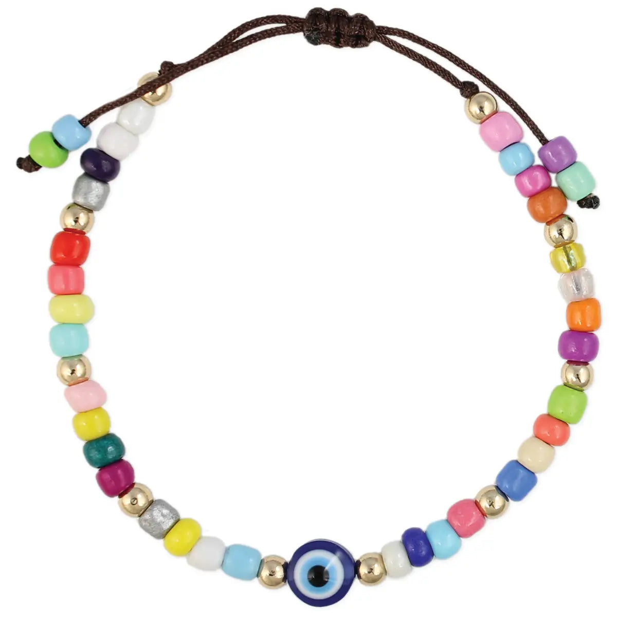 Multicolor Blue Eye Bead Pull Bracelet