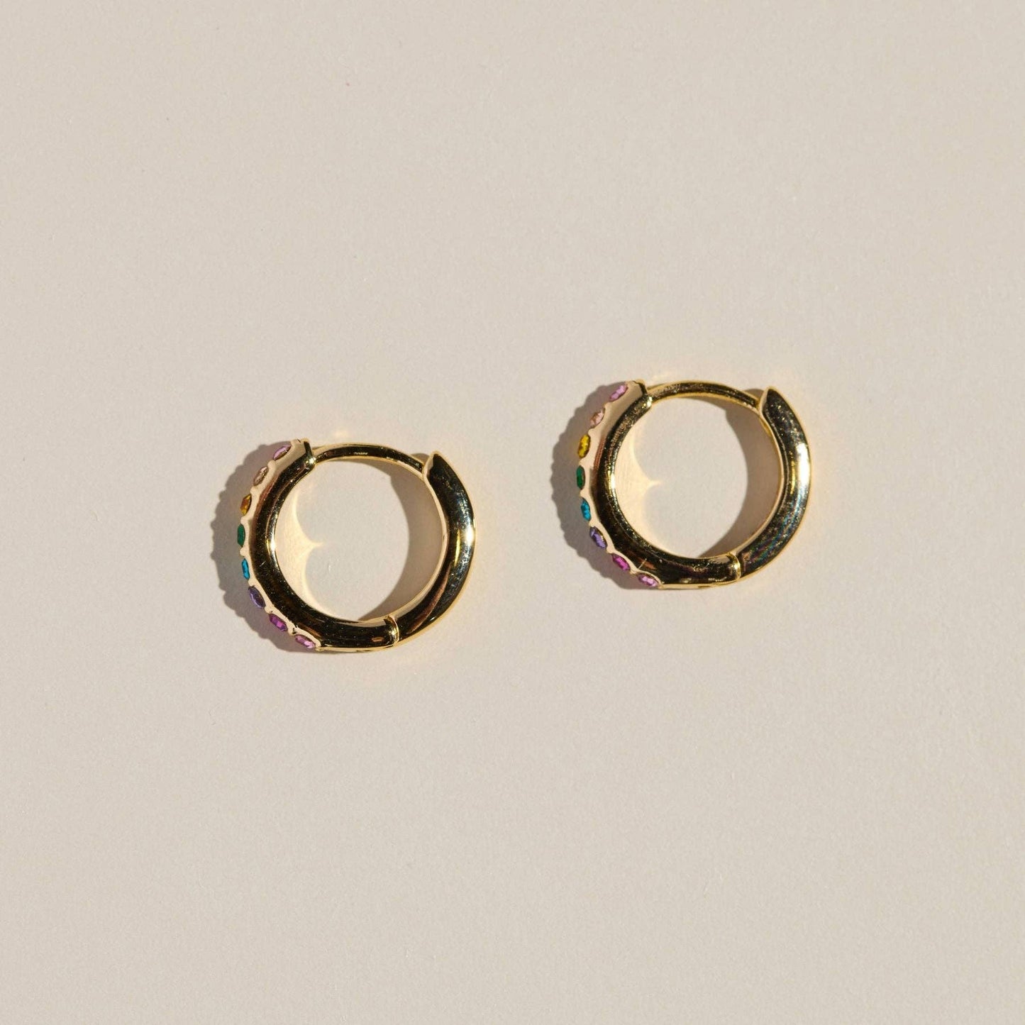 Rainbow Pavé Waterproof Huggie Earrings