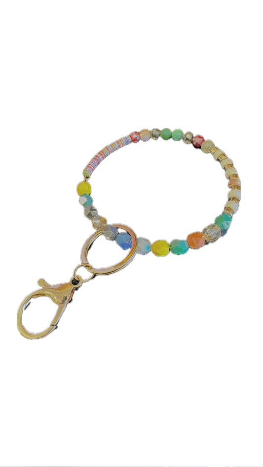 Multi Clay & Glass Bead Key Ring