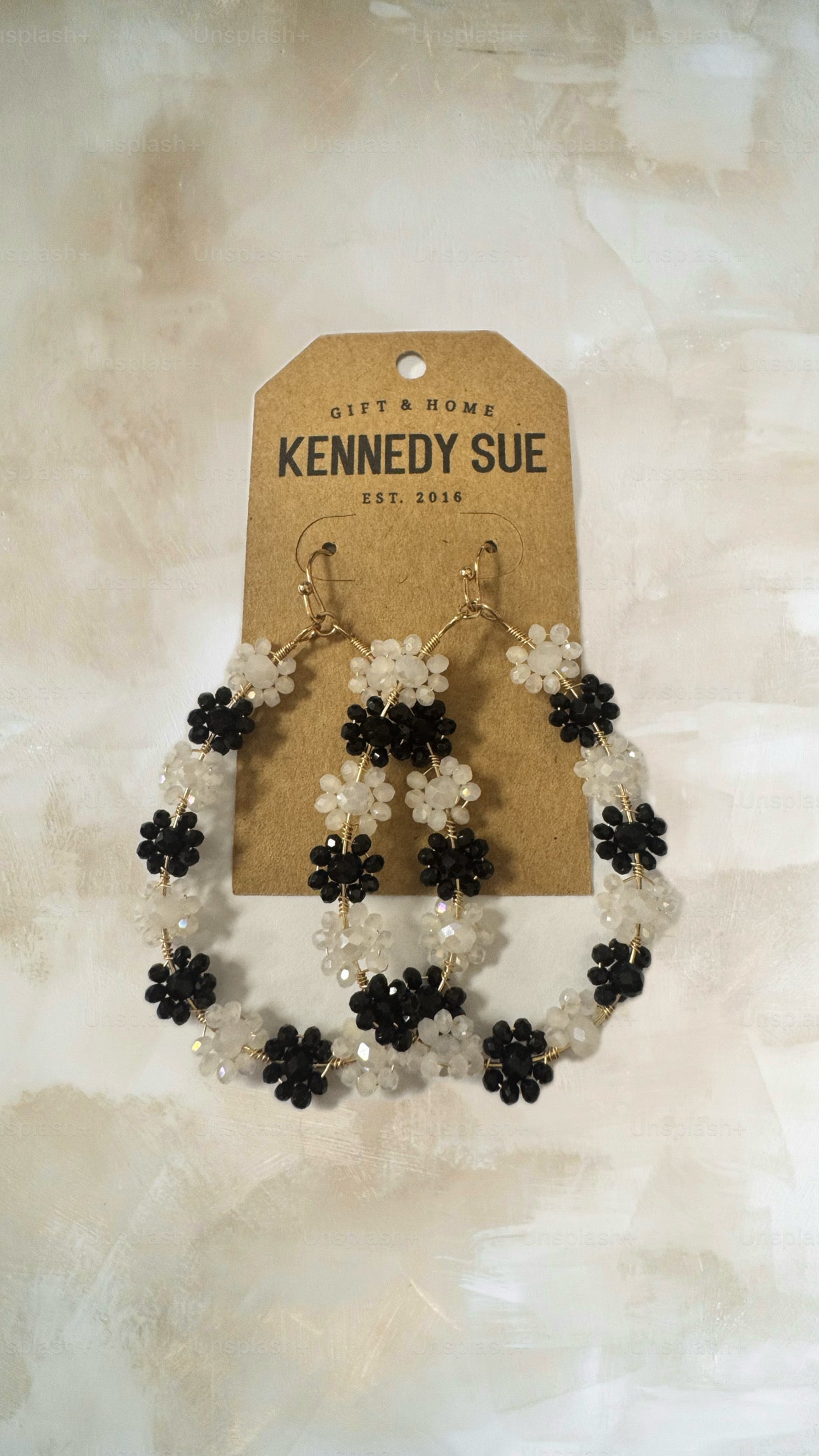 Beaded Flower Teardrop Earrings