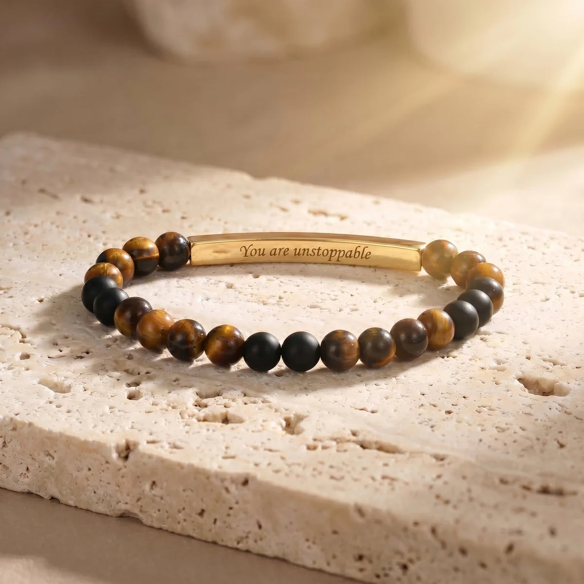 Secret Message "Unstoppable" Stone Bracelet