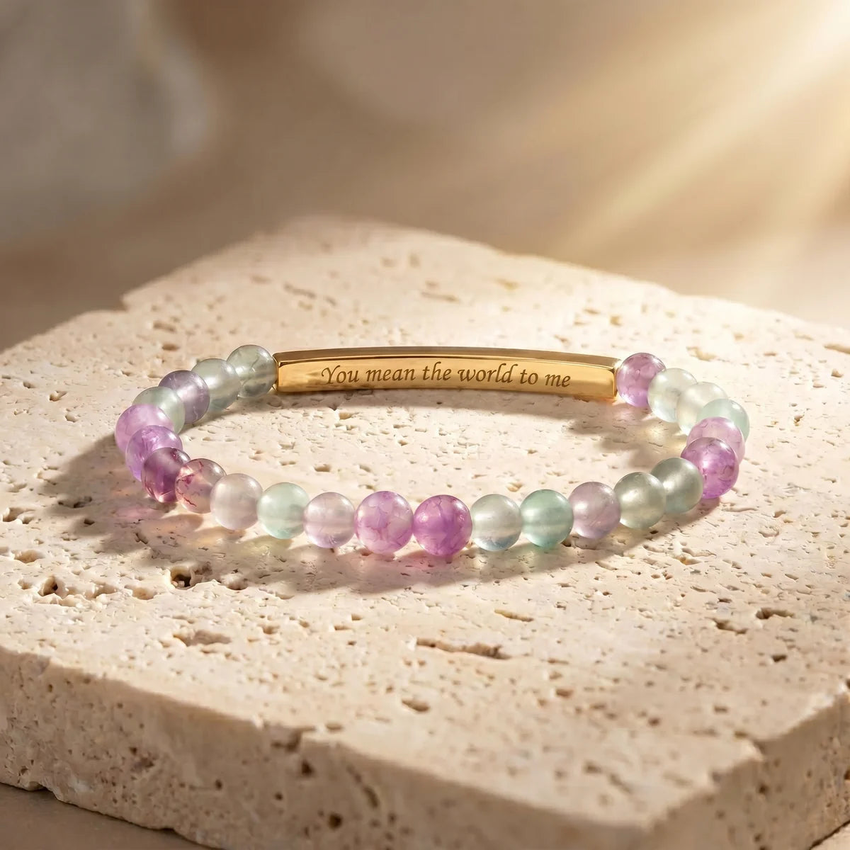 Secret Message "World" Stone Bracelet