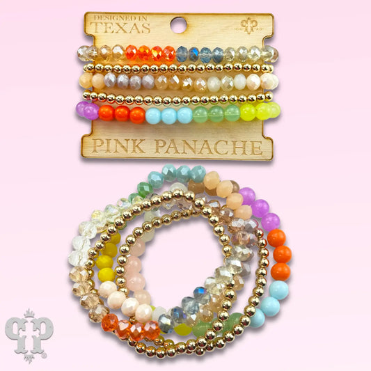 Light Multi-Color & Gold Bead Bracelet Set