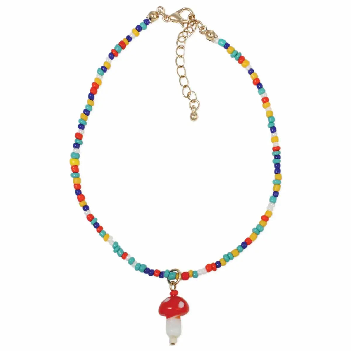 Multicolor Mushroom Charm Anklet
