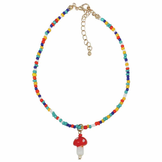 Multicolor Mushroom Charm Anklet