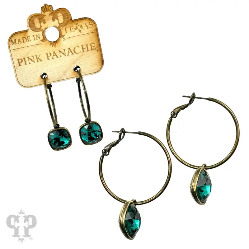 Square Austrian Crystal Hoop Earrings