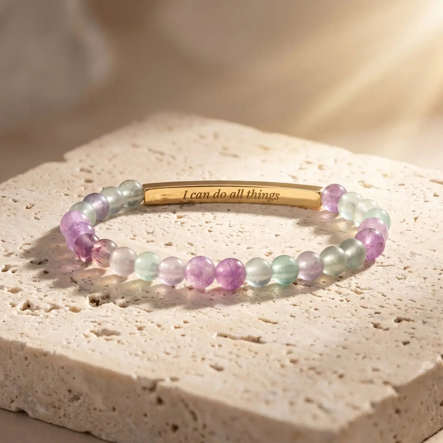Secret Message "Strong" Stone Bracelet