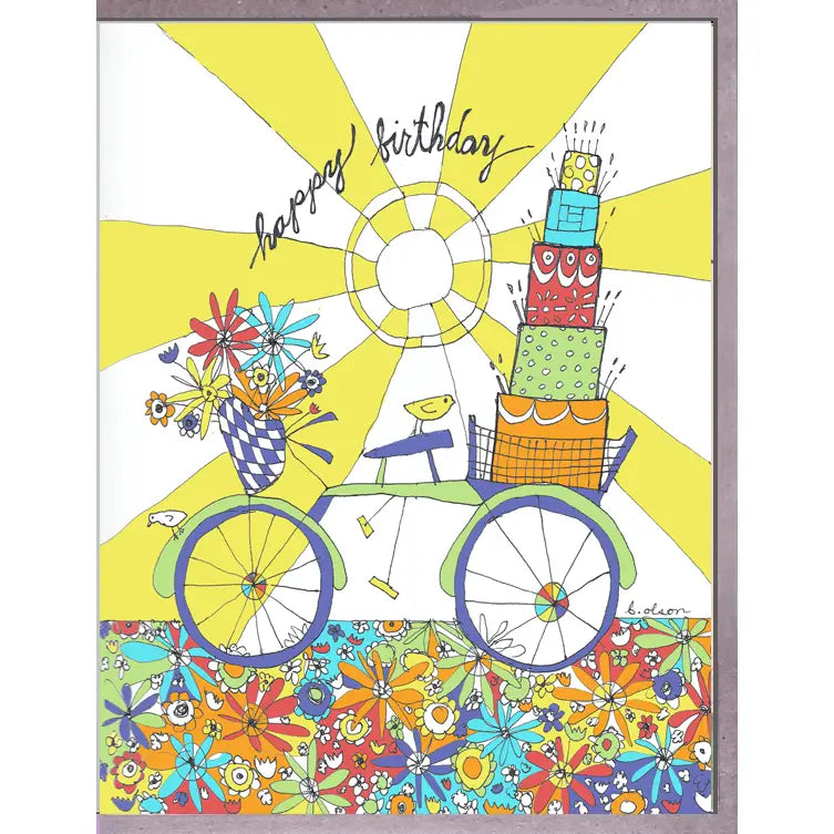 Sun Bike Happy Birthday Greeting Card