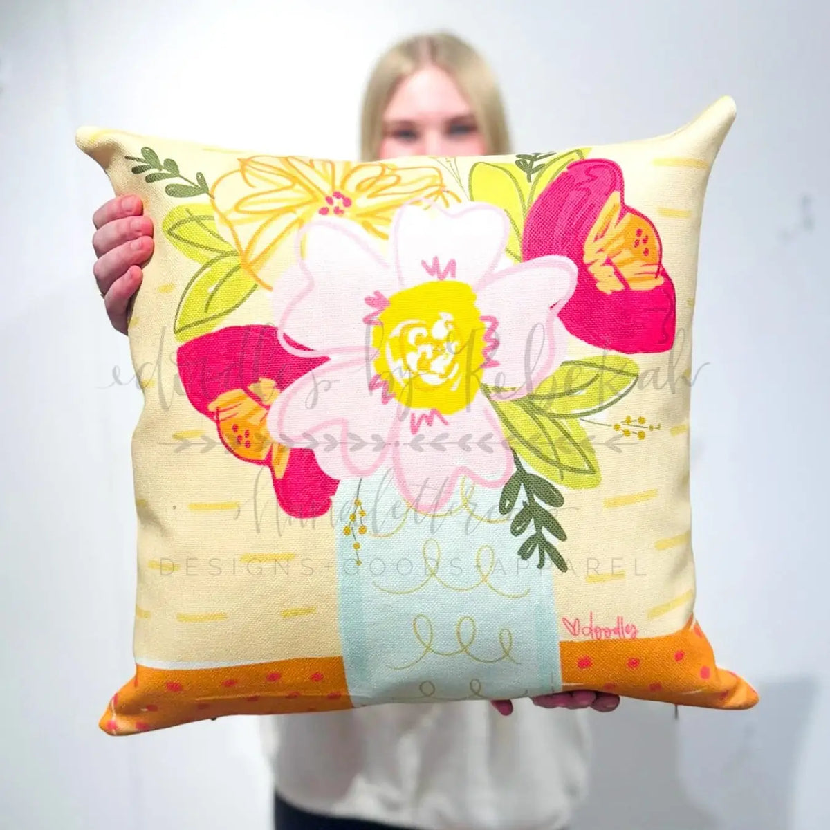 Morning Coffee Floral Pillow