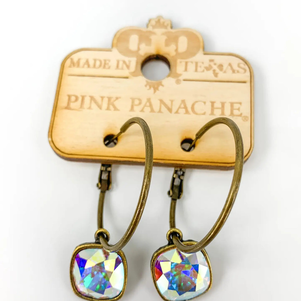 Square Austrian Crystal Hoop Earrings