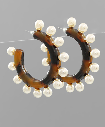 Largel Pearl Studded Acrylic Hoops