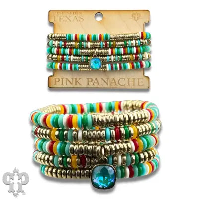 Multi-Color Disc Bead Bracelet Stack