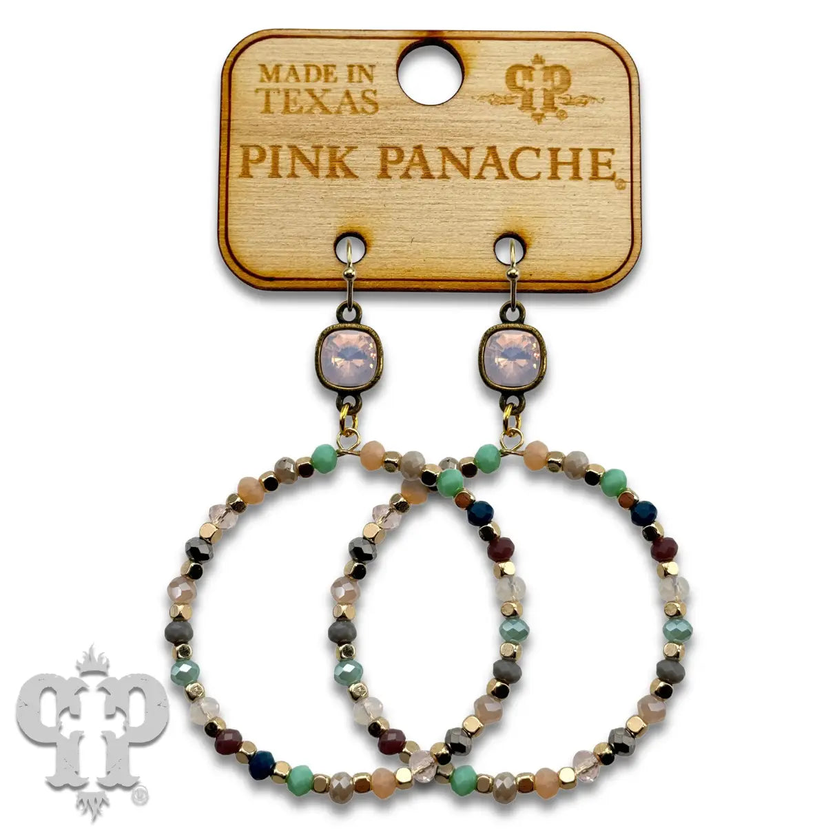 Austrian Crystal Light Multi-Color Bead Circle Earrings