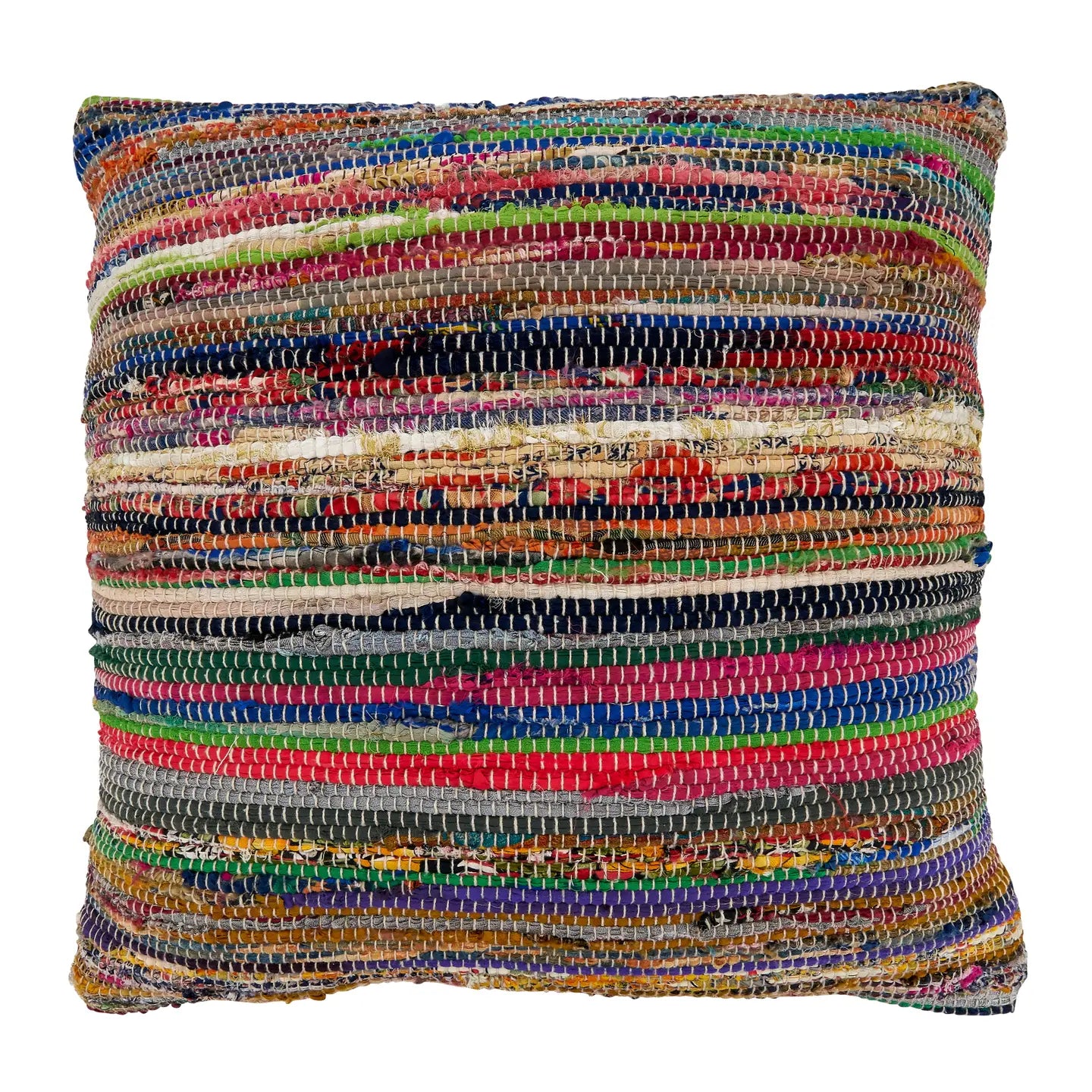 Chindi Throw Pillow with Multi-Colored Design