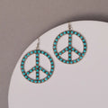 Western Turquoise Bubble-Patterned Peace Sign Earrings