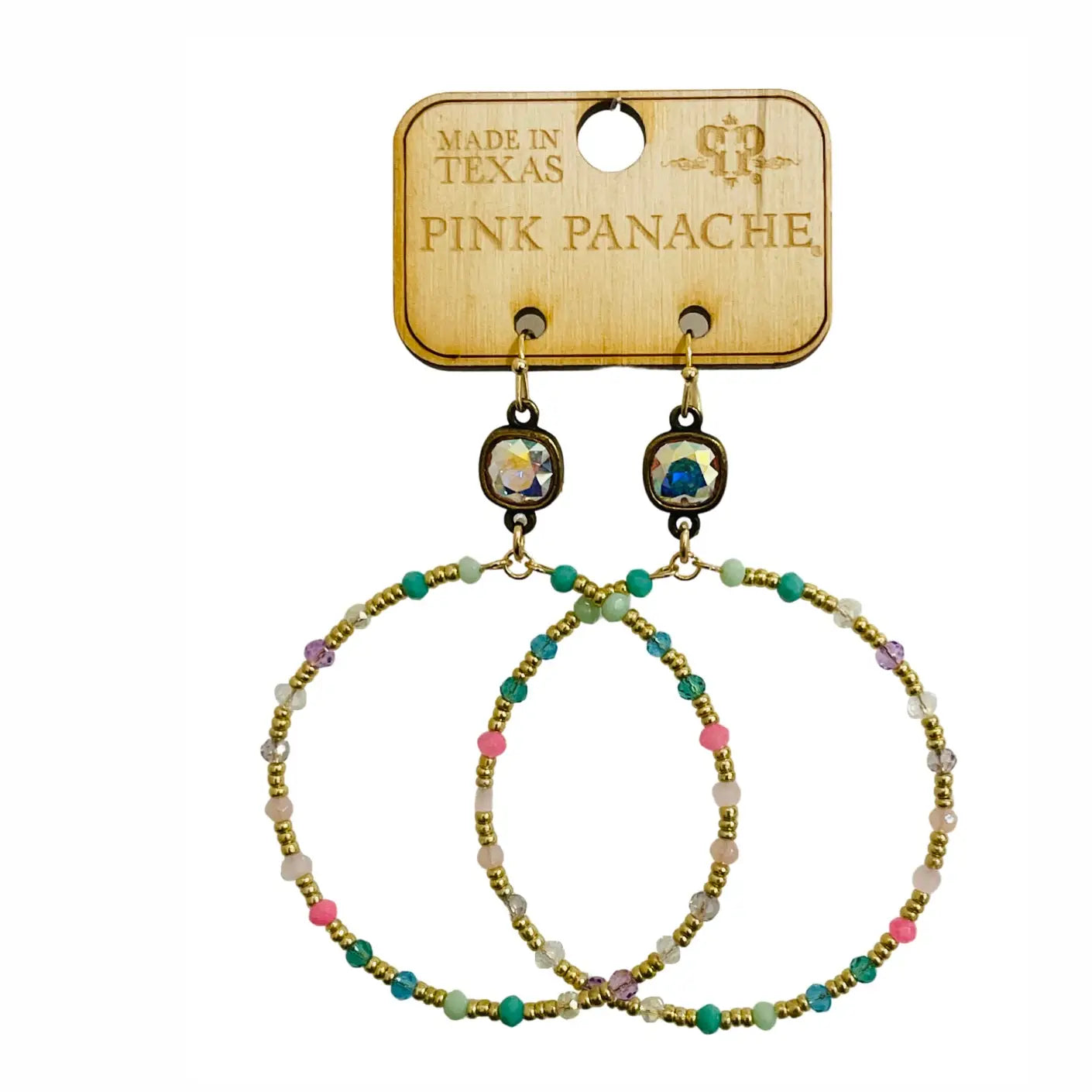 Austrian Crystal Colorful and Gold Bead Circle Earrings