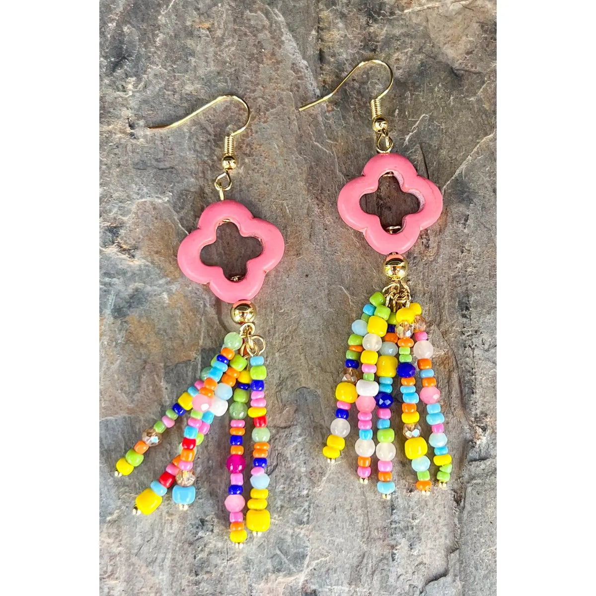 Dekoor Beaded Tassel Earrings