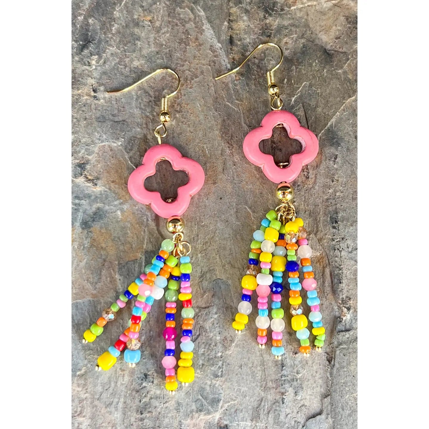 Dekoor Beaded Tassel Earrings