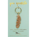 Gold Glitter Keychain - Feather