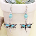Southwest Silver Turquoise Dragonfly Earrings