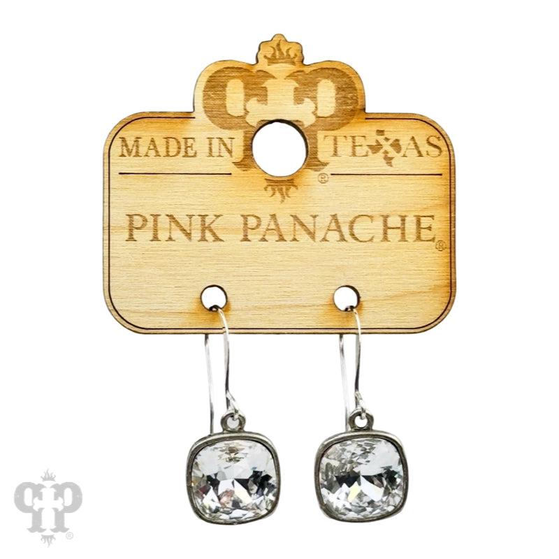 Austrian Square Crystal Hook Earrings