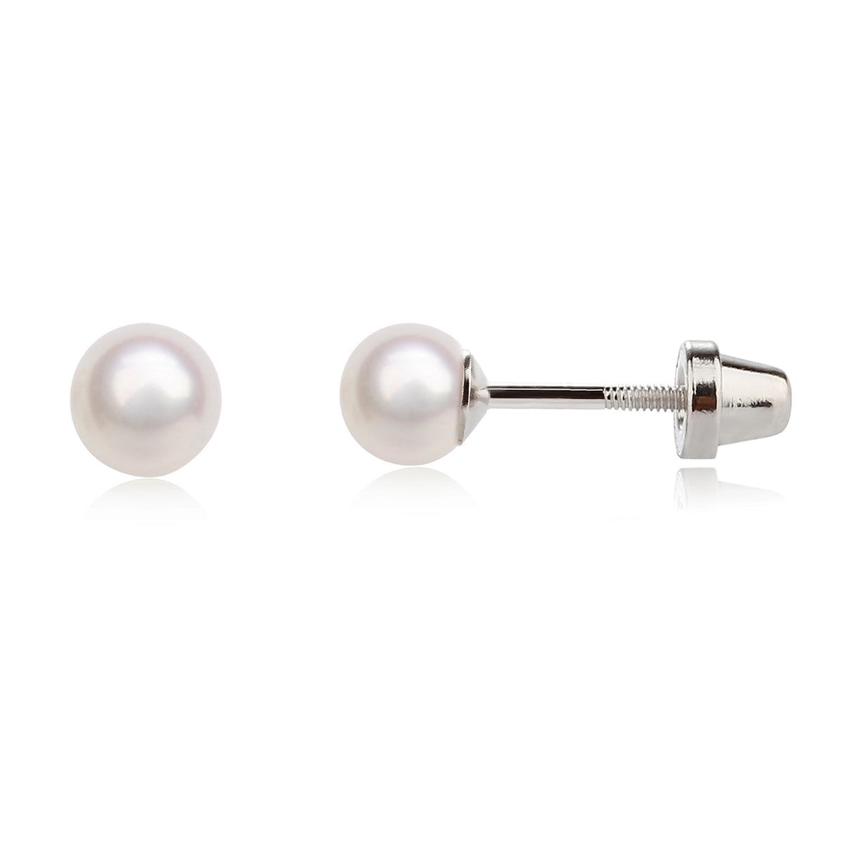 Children's Sterling Silver Screw-Back White Pearl Earrings