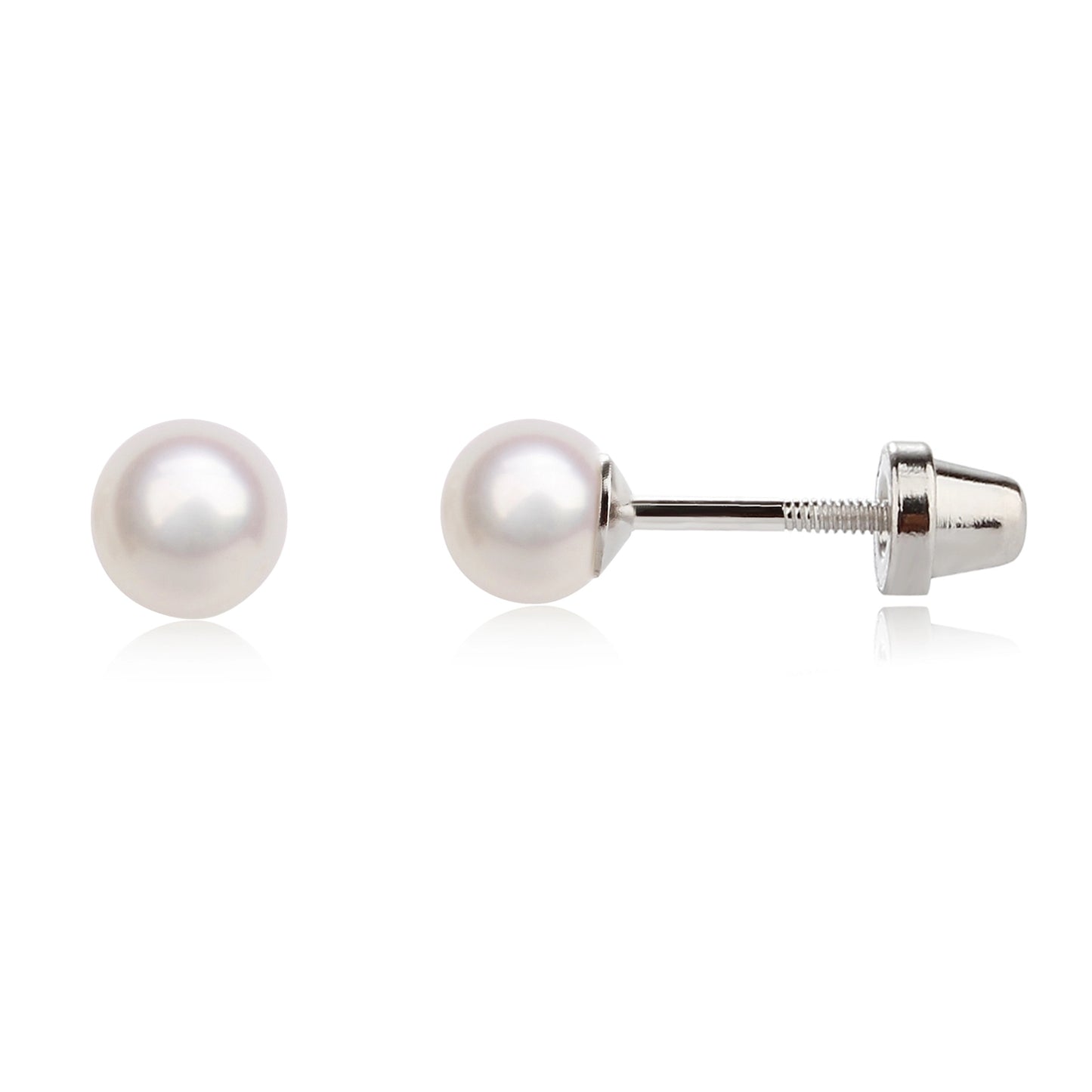 Children's Sterling Silver Screw-Back White Pearl Earrings