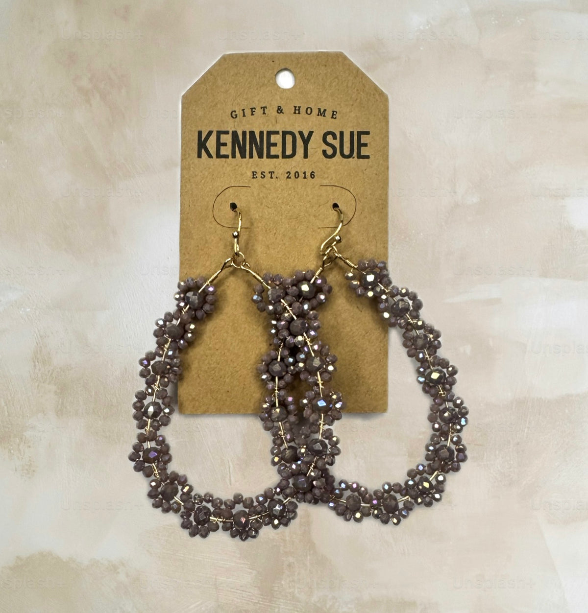Beaded Flower Teardrop Earrings