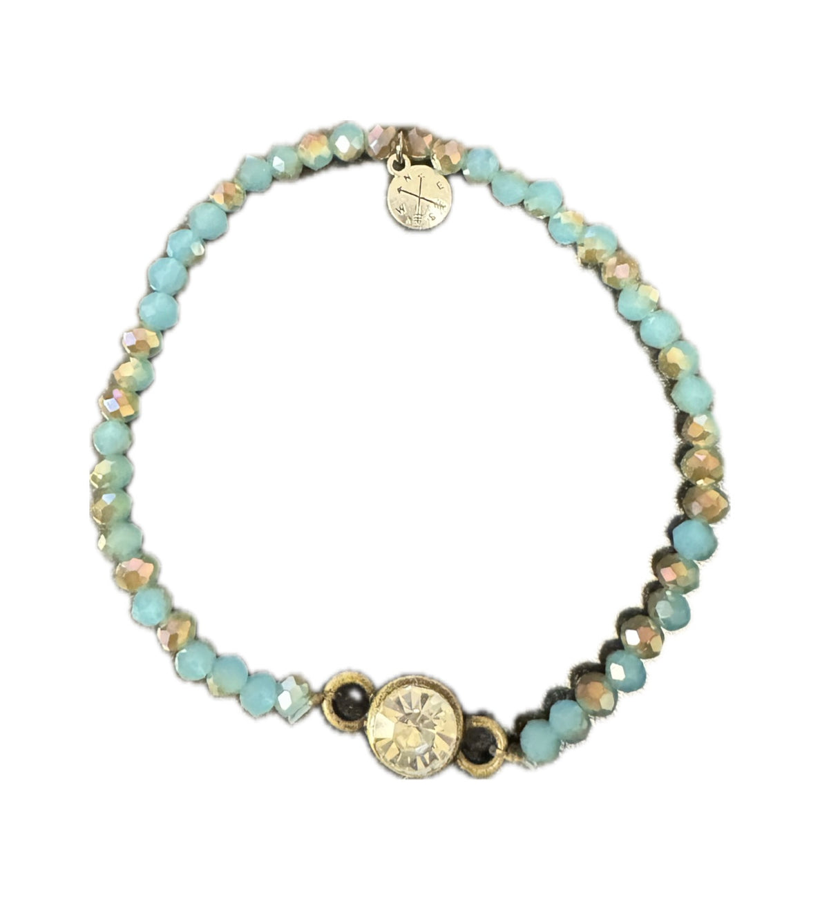 Faceted Glass Stretch & Crystal Beaded Bracelet