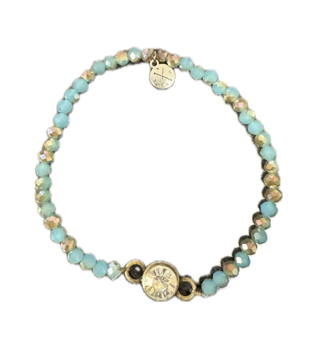 Faceted Glass Stretch & Crystal Beaded Bracelet