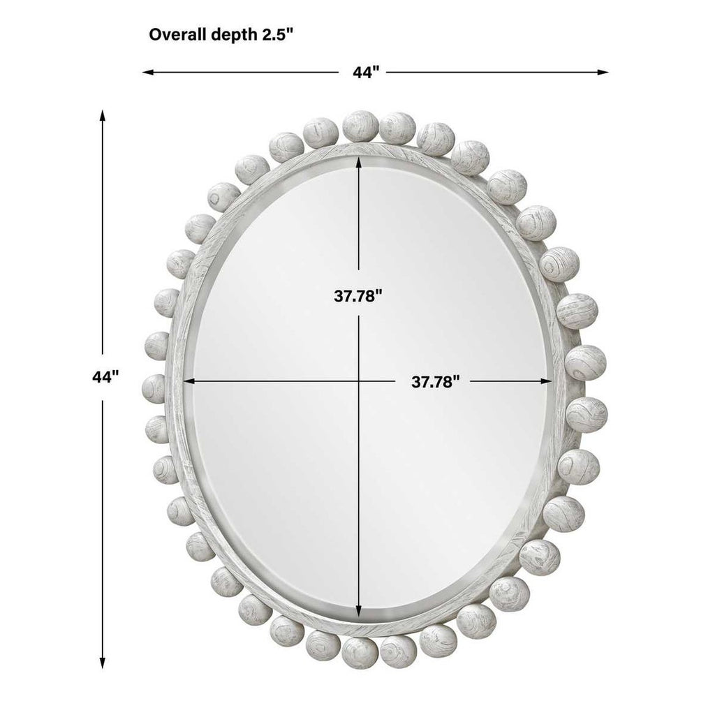 The Cyra Round Mirror, Ivory