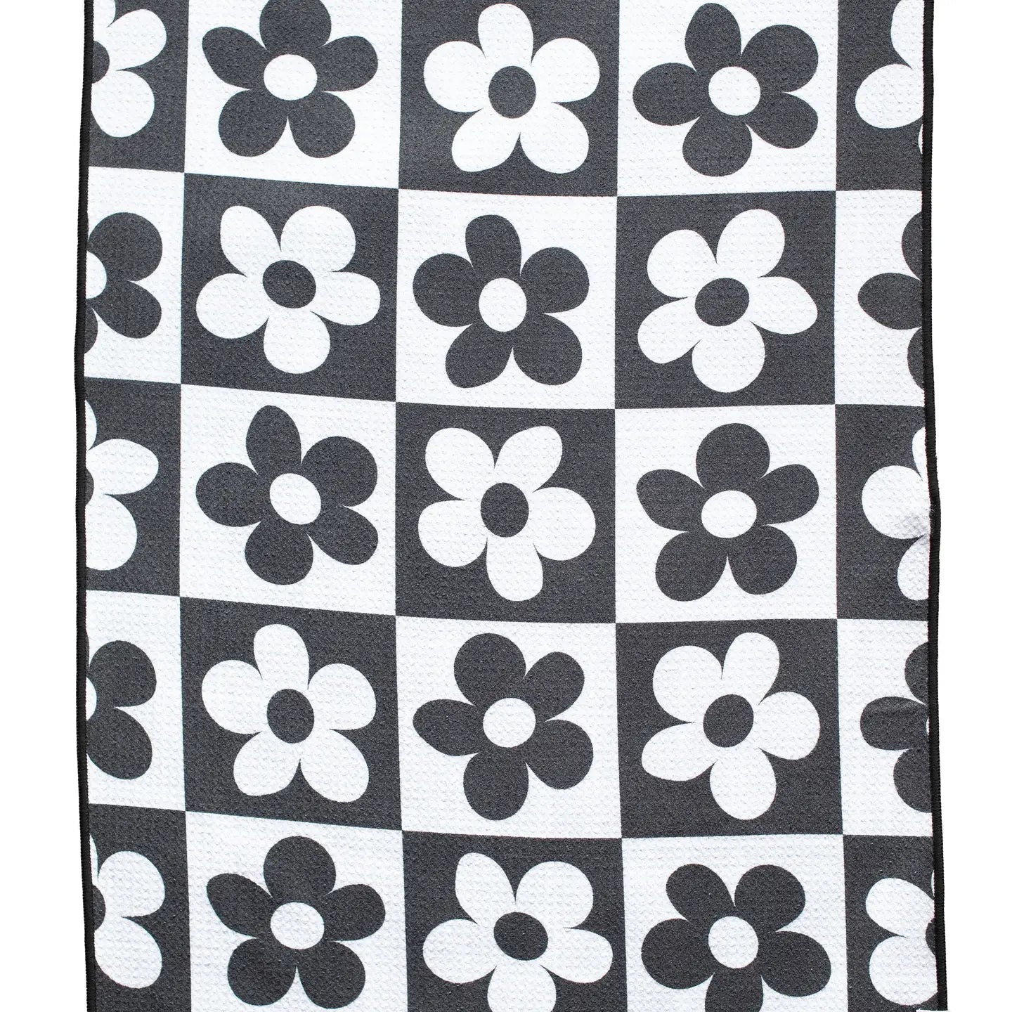 Reversible Hand Towel Black & White Floral Stripes