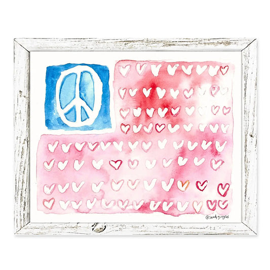 Peace & Love Flag Shelf Art