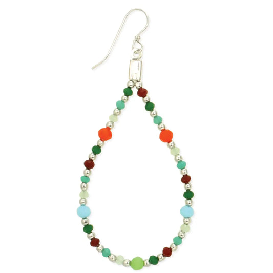 Multicolor & Silver Bead Teardrop Earrings
