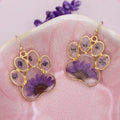 Precious Paw Purple Dried Flower Gold Earrings