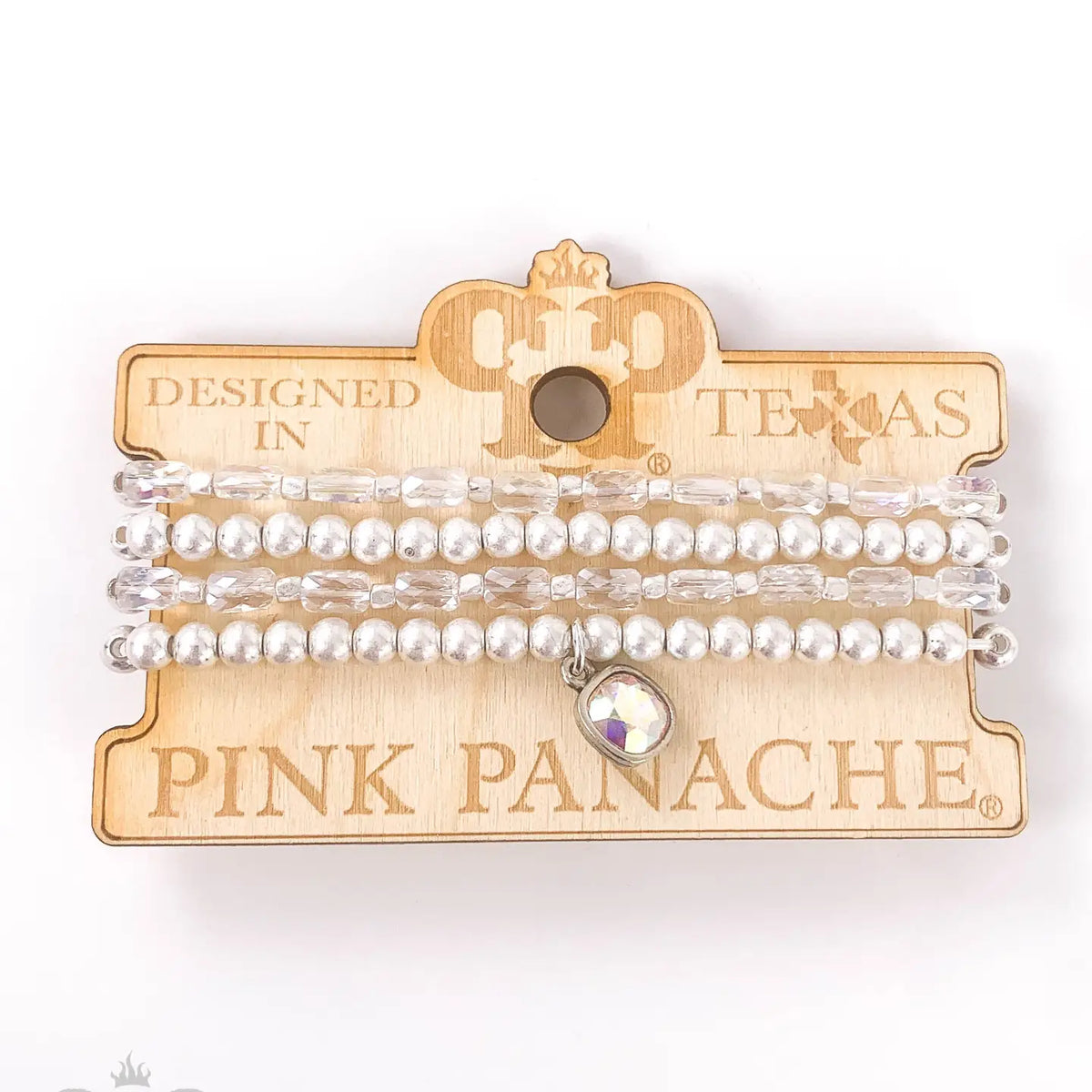 Gold and Tube Bead Bracelet Set with Austrian Crystal