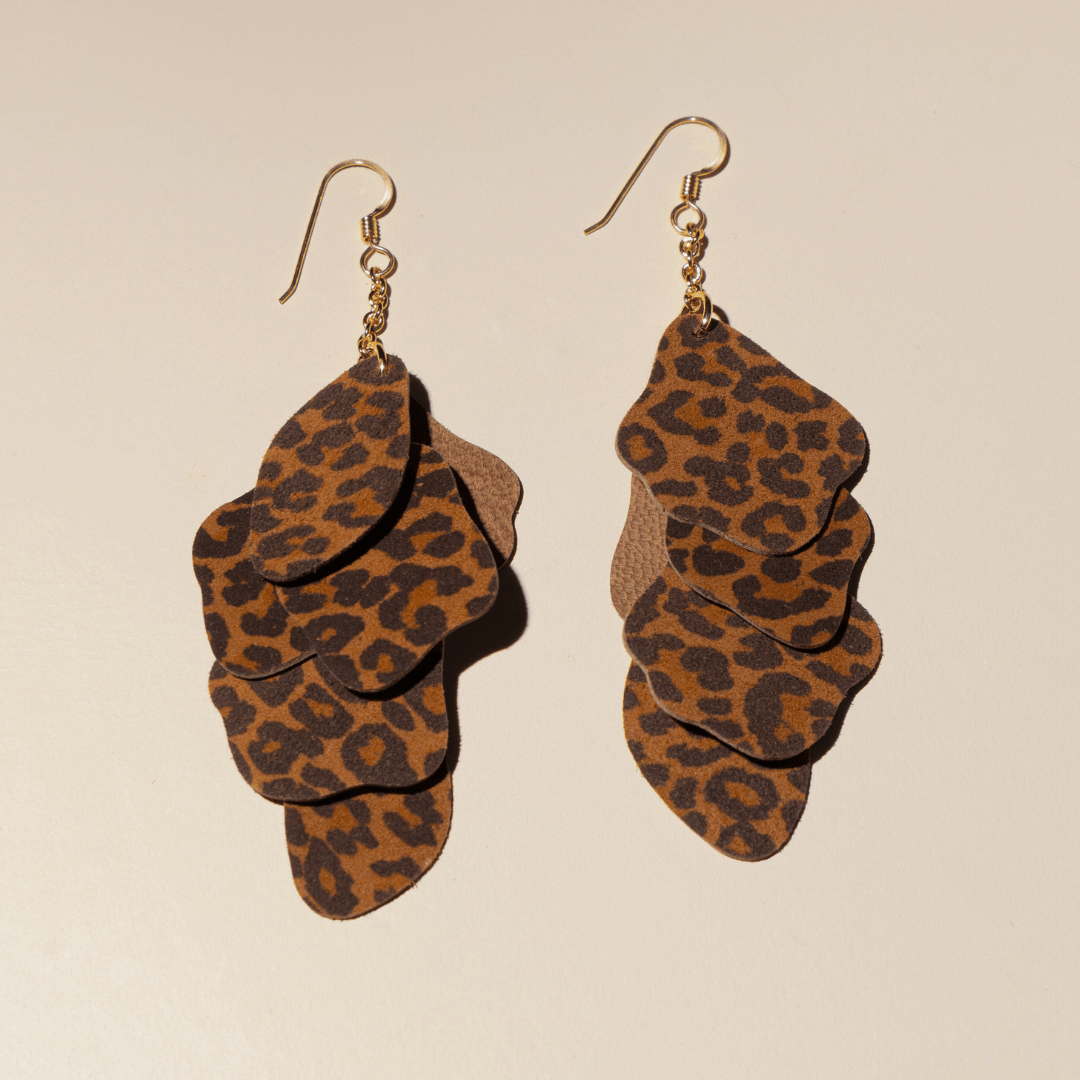 Leopard Print Florence Leather Dangle Earrings