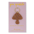 Gold Glitter Keychain - Mushroom