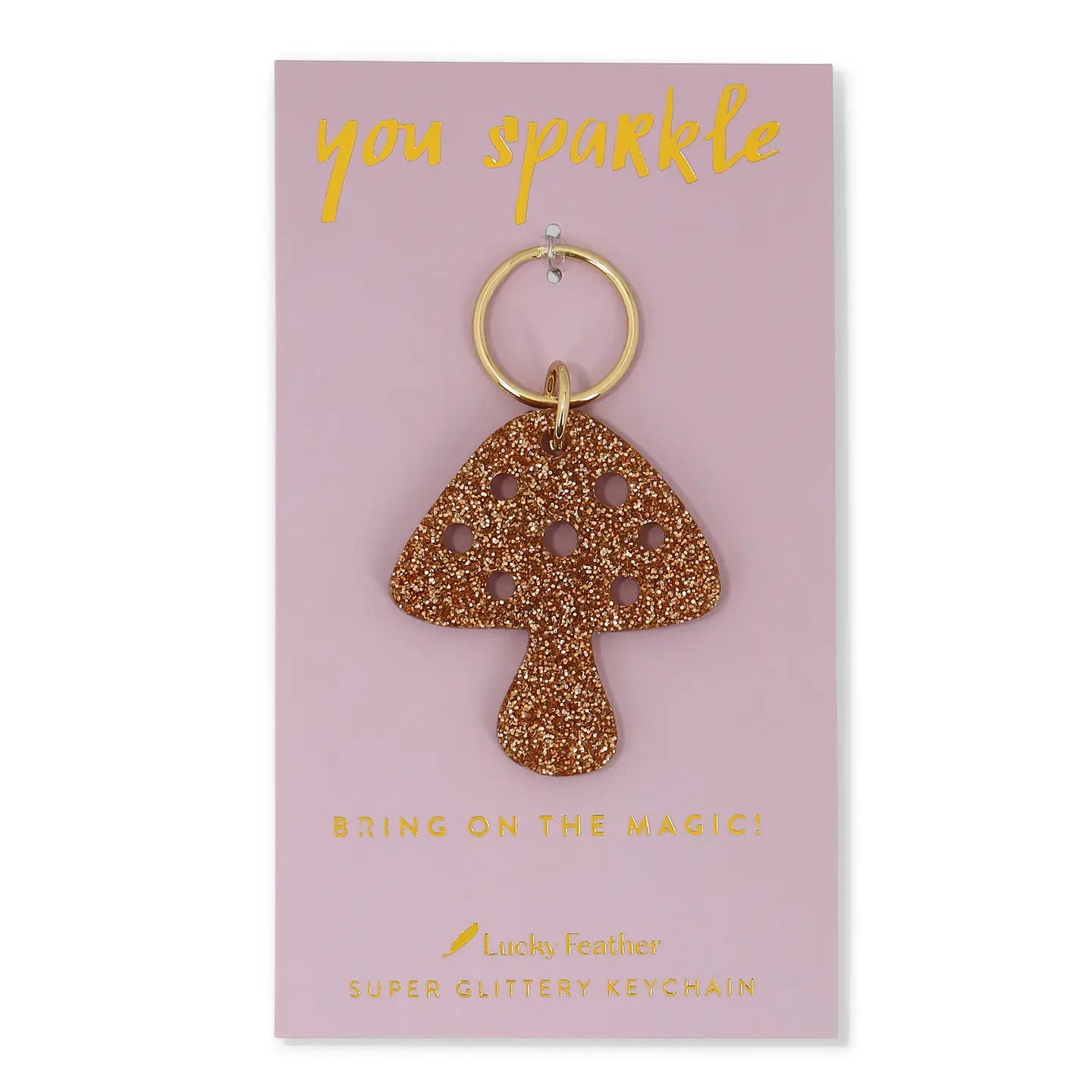Gold Glitter Keychain - Mushroom